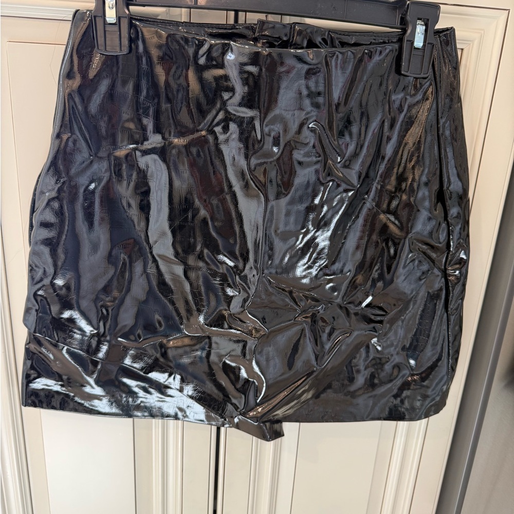 Blank NYC Shiny Black Mini Skirt